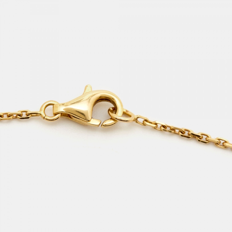 Pre Owned Van Cleef & Arpels Vintage Alhambra Mother of Pearl 18k Yellow Gold Necklace