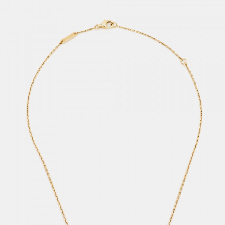 Pre Owned Van Cleef & Arpels Vintage Alhambra Mother of Pearl 18k Yellow Gold Necklace