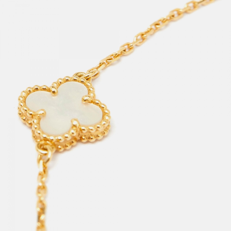 Pre Owned Van Cleef & Arpels Sweet Alhambra Mother of Pearl 18k Yellow Gold Bracelet
