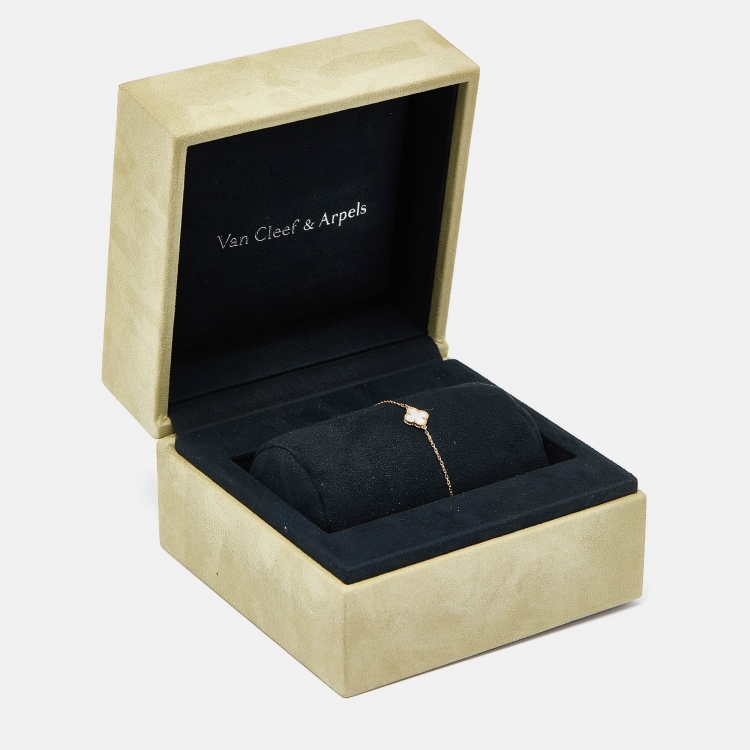 Pre Owned Van Cleef & Arpels Sweet Alhambra Mother of Pearl 18k Yellow Gold Bracelet