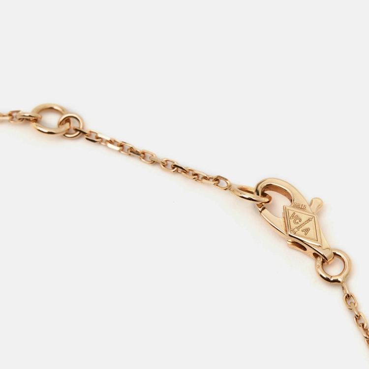 Pre Owned Van Cleef & Arpels Sweet Alhambra Carnelian 18K Rose Gold Heart Pendant Necklace