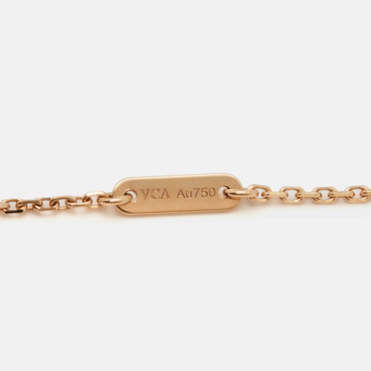 Pre Owned Van Cleef & Arpels Sweet Alhambra Carnelian 18K Rose Gold Heart Pendant Necklace