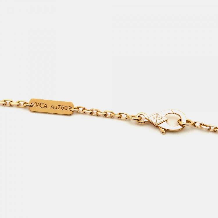 Pre Owned Van Cleef & Arpels Magic Alhambra Malachite 18k Yellow Gold Long Pendant Necklace