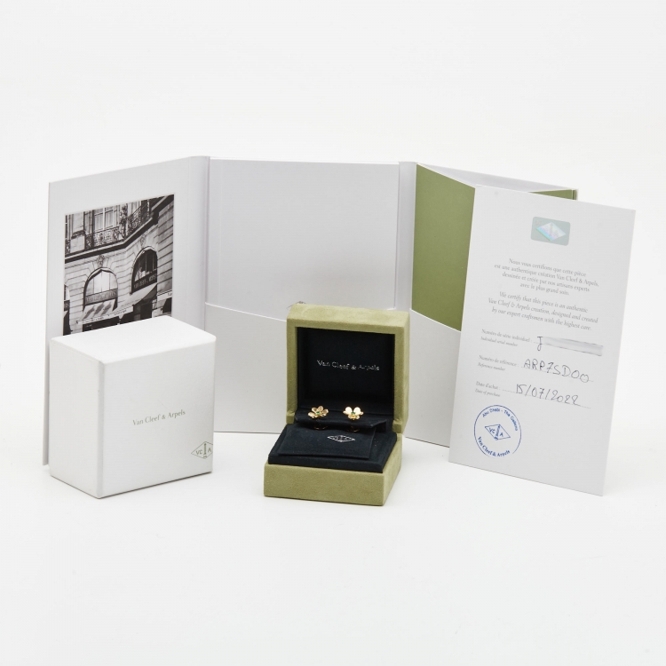 Pre Owned Van Cleef & Arpels Frivole Emerald 18k Yellow Gold Earrings