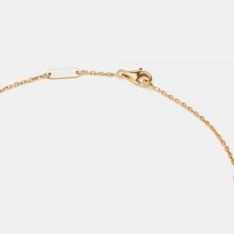 Pre Owned Van Cleef & Arpels Vintage Alhambra Onyx 18k Yellow Gold Necklace 