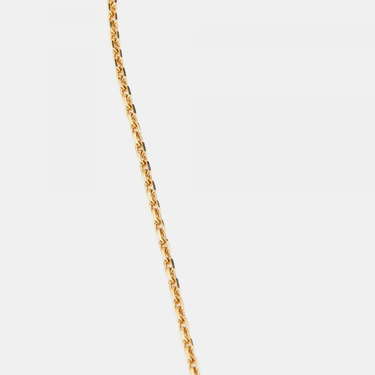 Pre Owned Van Cleef & Arpels Vintage Alhambra Onyx 18k Yellow Gold Necklace 