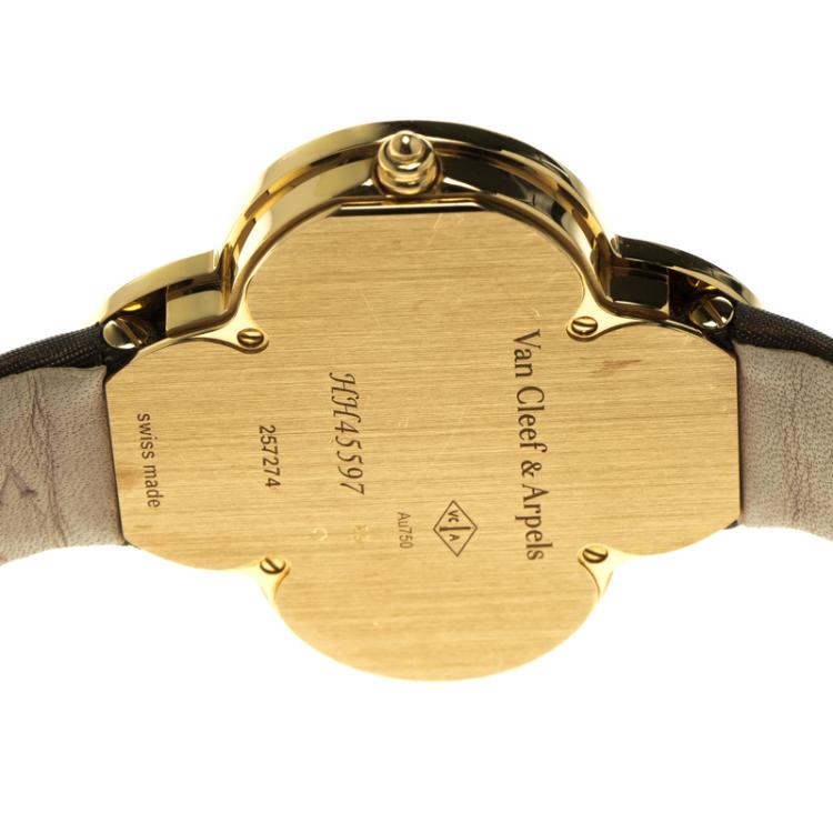 Pre Owned Van Cleef and Arpels Mother of Pearl Rose Gold Alhambra Talisman Women's Wristwatch 40 mm