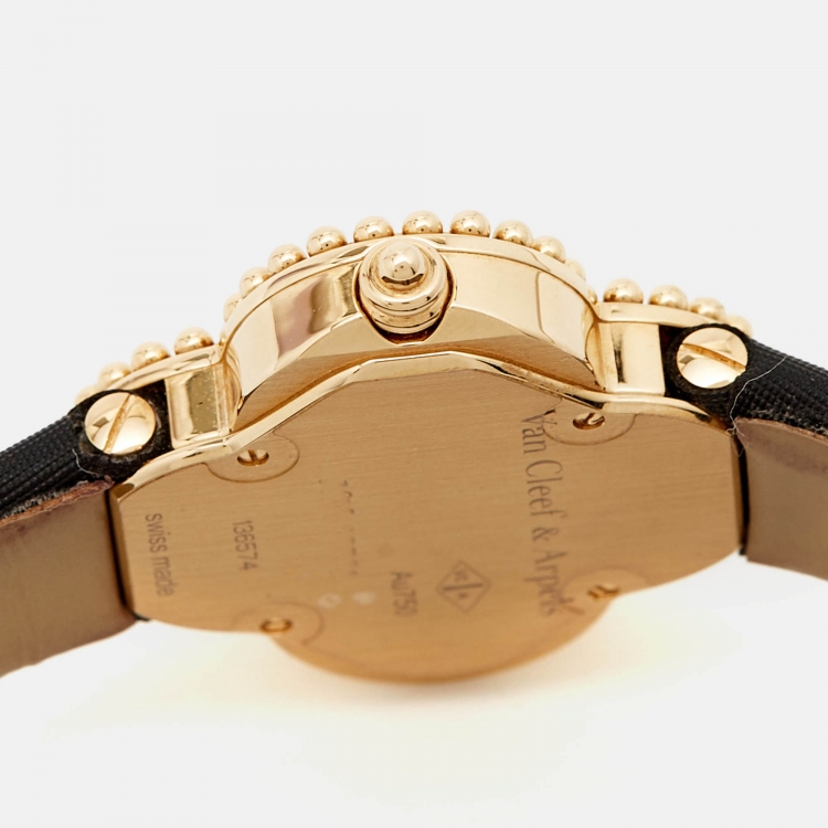Pre Owned Van Cleef & Arpels Mother of Pearl Satin Alhambra VCARD22000 Women's Wristwatch 26 mm 