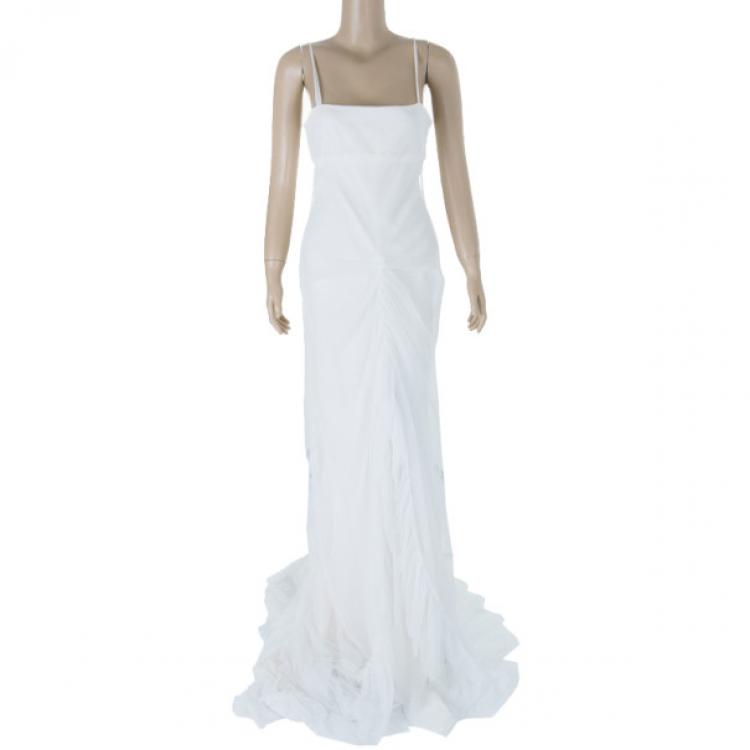 Pre Owned Vera Wang Rouched Tulle Wedding Gown M