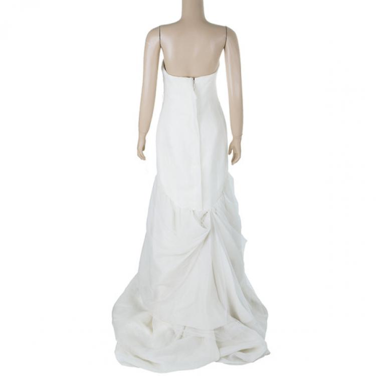 مملوكة مسبقًا Vera Wang Ivory Tulle Gathered Wedding Dress M
