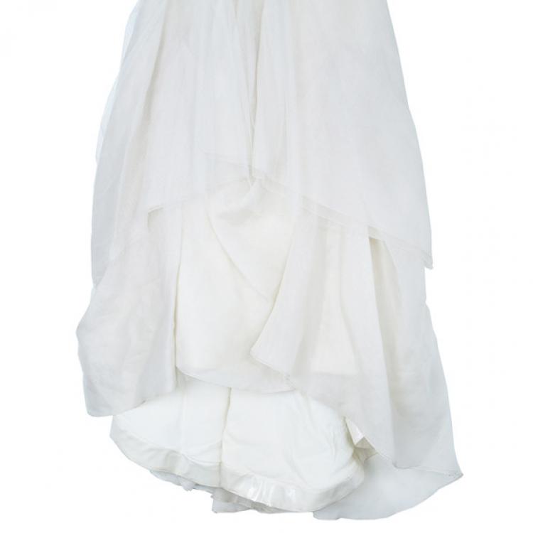 مملوكة مسبقًا Vera Wang Ivory Tulle Gathered Wedding Dress M