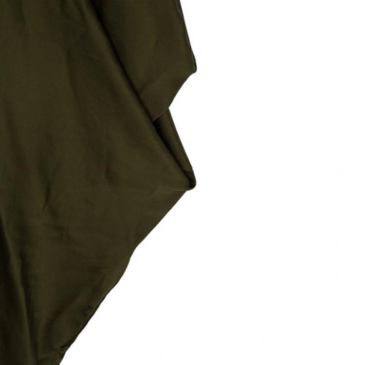 Pre Owned Vera Wang Silk Olive Green Dress L