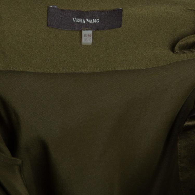 Pre Owned Vera Wang Silk Olive Green Dress L