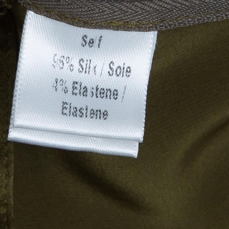 Pre Owned Vera Wang Silk Olive Green Dress L