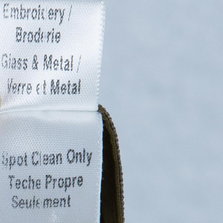 Pre Owned Vera Wang Silk Olive Green Dress L