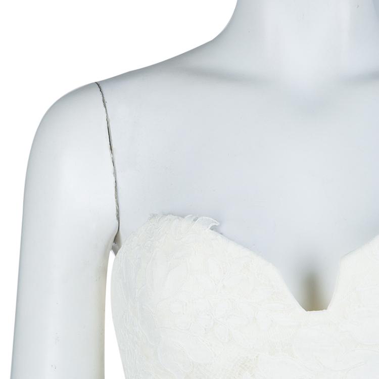 Pre Owned Vera Wang Strapless Lace Tulle Wedding Dress S