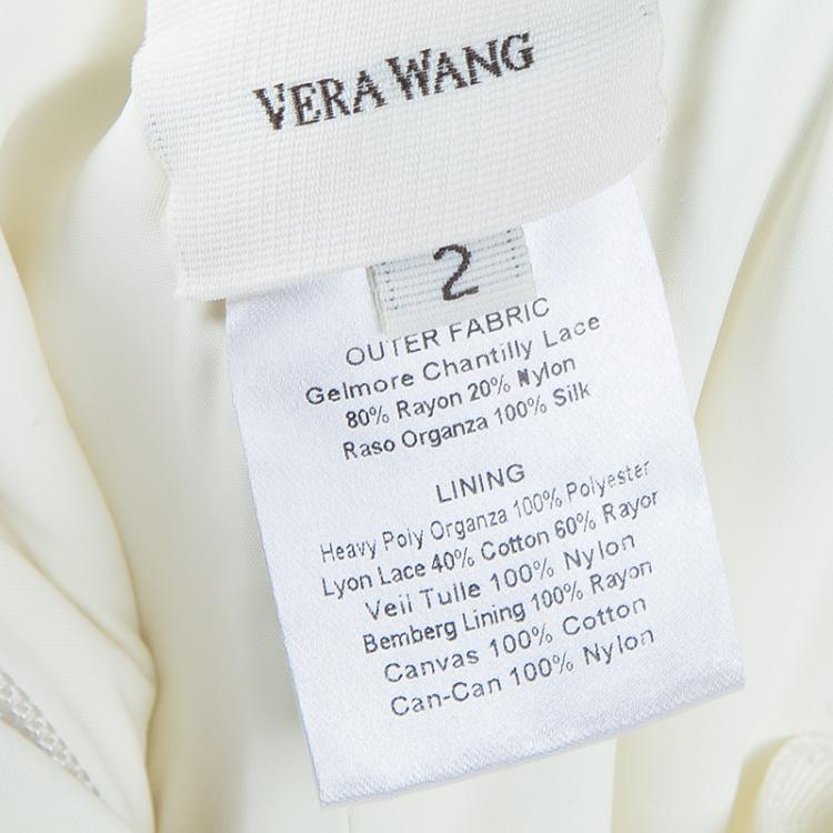 Pre Owned Vera Wang Strapless Lace Tulle Wedding Dress S