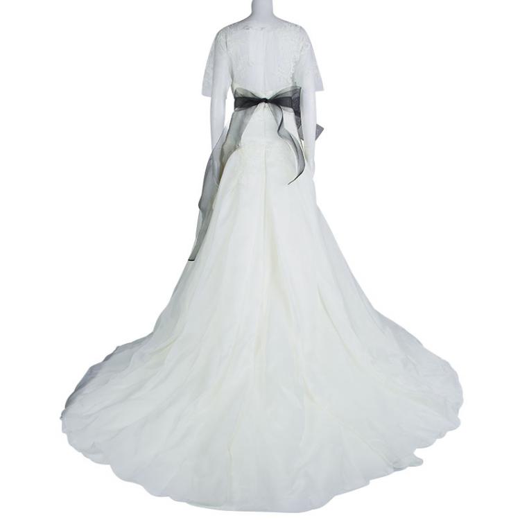 Pre Owned White by Vera Wang Strapless Lace Wedding Gown L