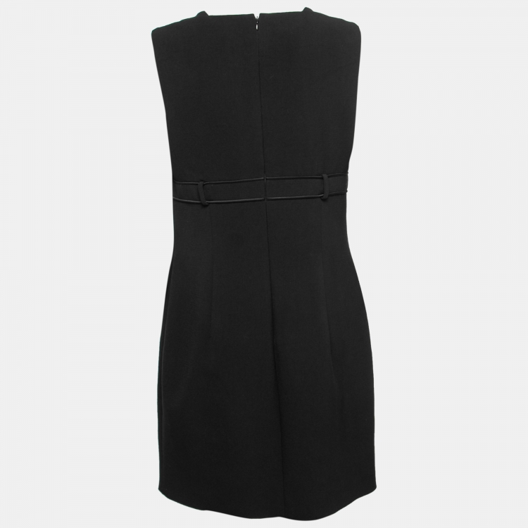 Pre Owned Versace Collection Black Crepe Belt Detail Sleeveless Dress L