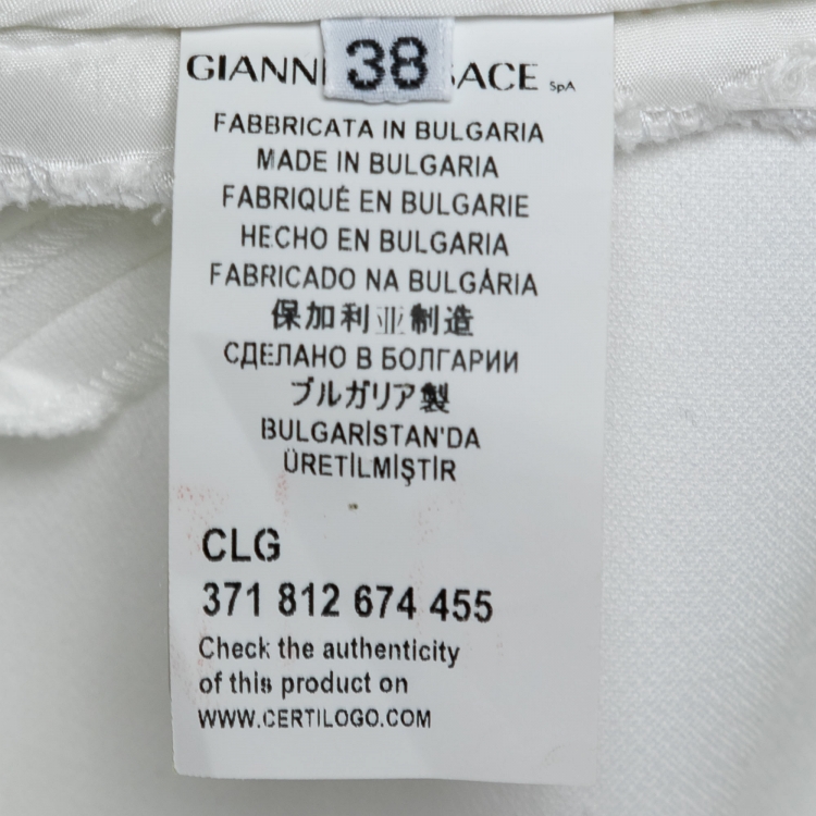 Pre Owned Versace Collection White Stretch Crepe Slim Leg Trousers S