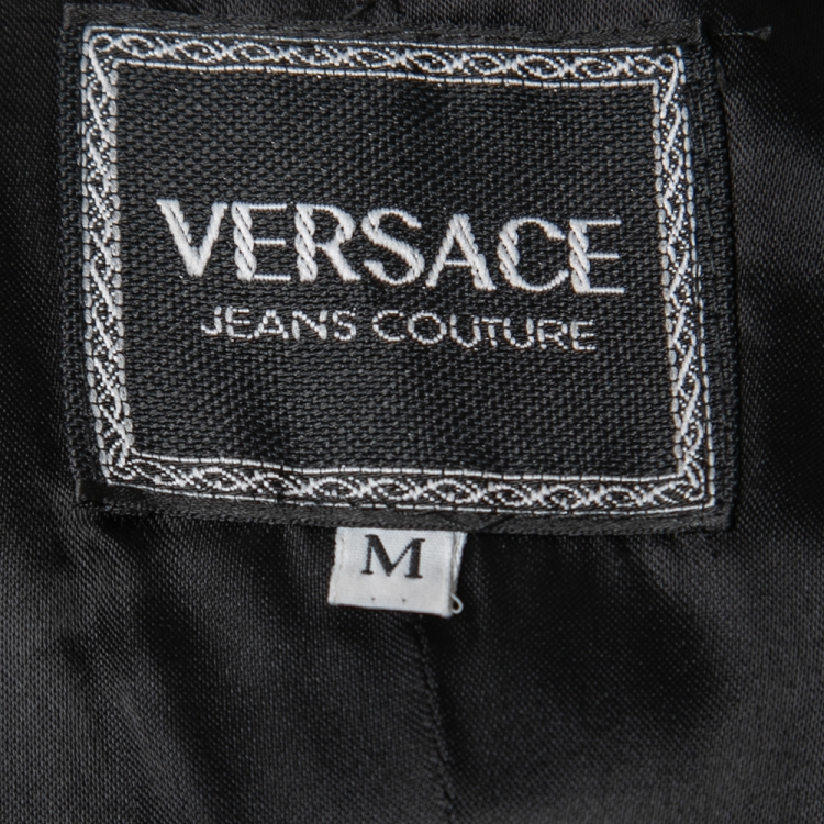 Pre Owned Versace Jeans Couture Black Wool Double Breasted Long Coat M