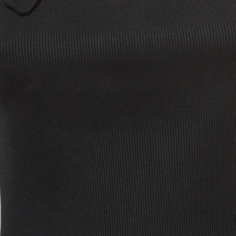 Pre Owned Versace Jeans Couture Black Rib Knit Buckle Detail Tank Top M