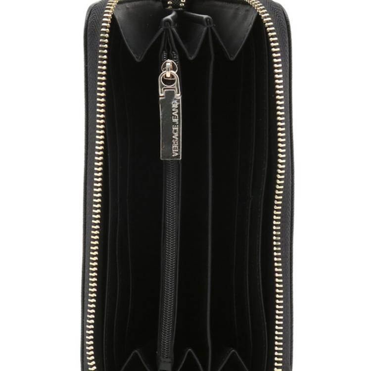 مملوكة مسبقًا Versace Jeans Black Faux Leather Zip Around Wallet