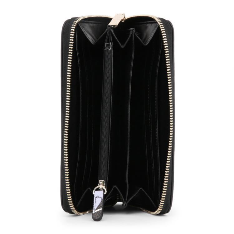 Pre Owned Versace Jeans Black Faux Leather Zip Around Wallet