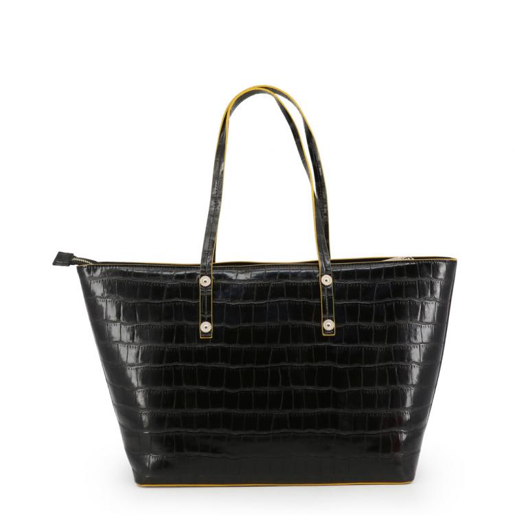 Pre Owned Versace Jeans Black Croc Embosed Faux Leather Shopping Tote
