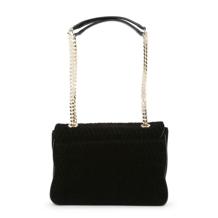 Pre Owned Versace Jeans Black Signature Fabric Chain Flap Bag