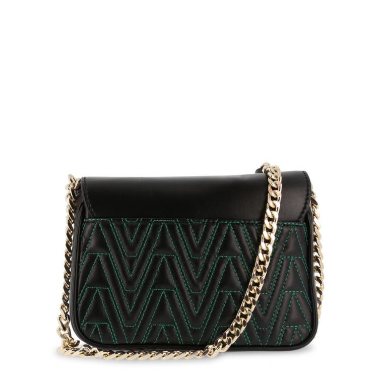 مملوكة مسبقًا Versace Jeans Black Signature Faux Leather Chain Crossbody Bag