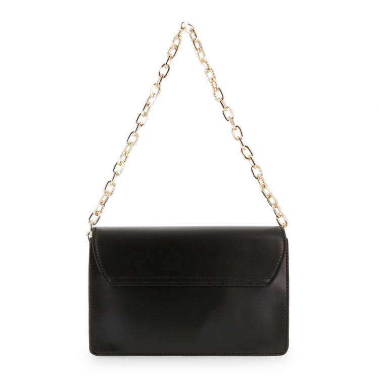 Pre Owned Versace Jeans Black Leather Chain Flap Bag