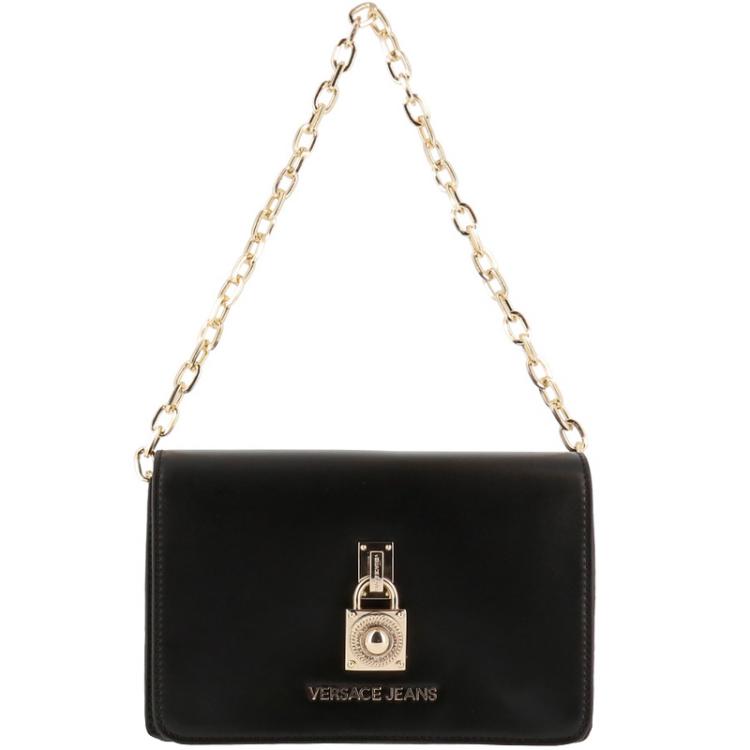 مملوكة مسبقًا Versace Jeans Black Faux Leather Chain Flap Bag