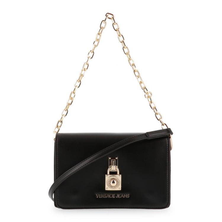 مملوكة مسبقًا Versace Jeans Black Faux Leather Chain Flap Bag