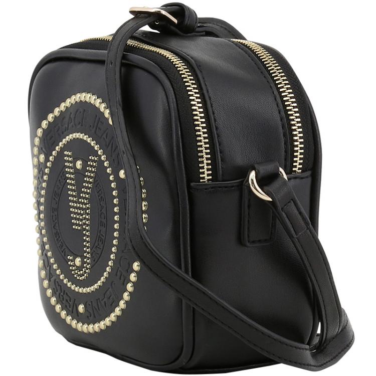 Pre Owned Versace Jeans Black Faux Leather Crossbody Bag