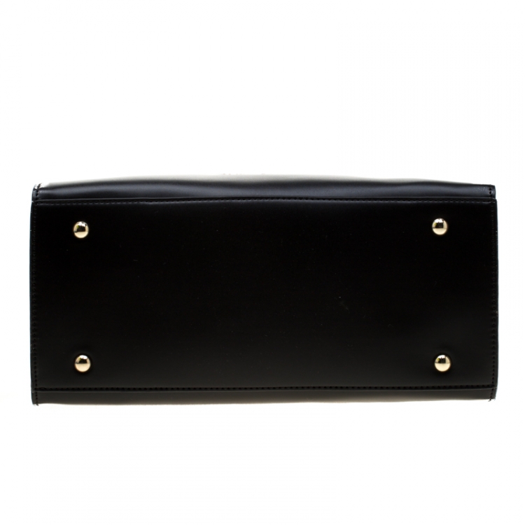Pre Owned Versace Jeans Black Faux Leather Top Handle Bag