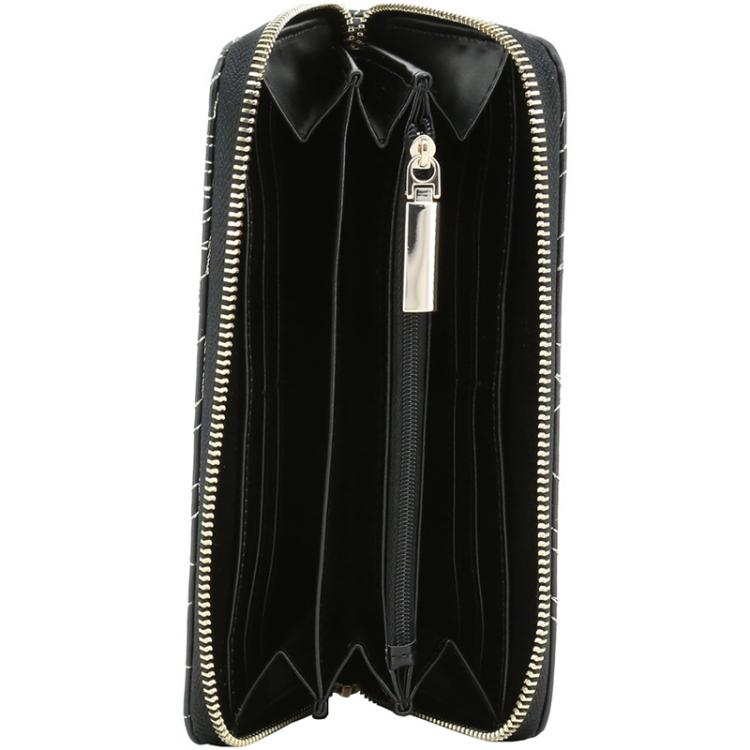 مملوكة مسبقًا Versace Jeans Black Faux Quilted Leather Zip Around Wallet