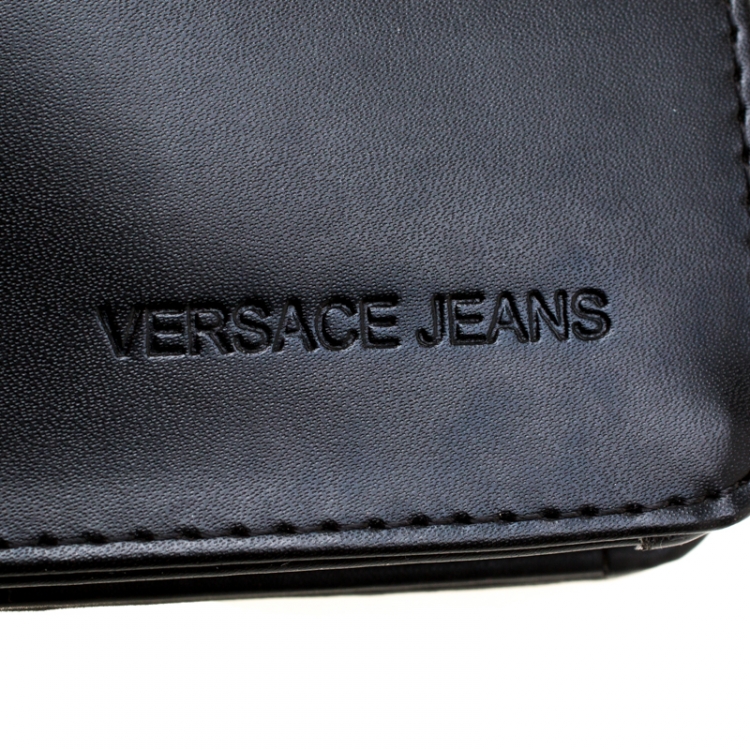 Pre Owned Versace Jeans Black Quilted Faux Leather Chain Clutch Bag
