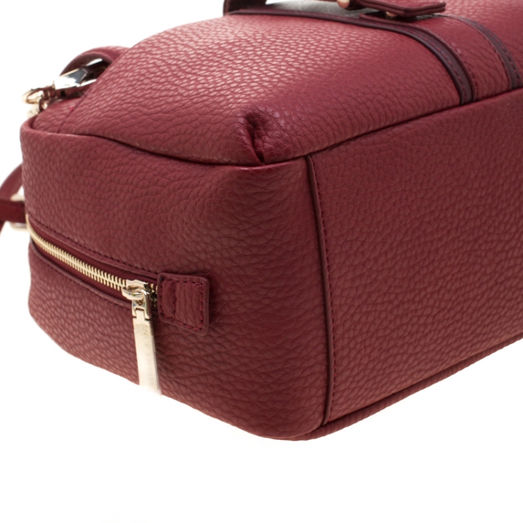 Pre Owned Versace Jeans Red Pebbled Faux Leather Satchel