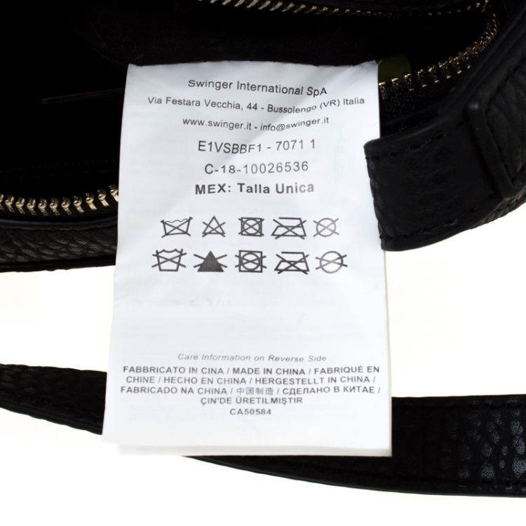 Pre Owned Versace Jeans Black Faux Pebbled Leather Crossbody Bag