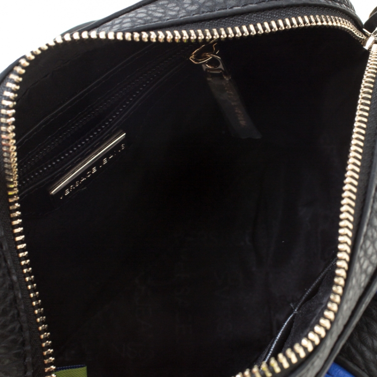 Pre Owned Versace Jeans Black Faux Pebbled Leather Crossbody Bag