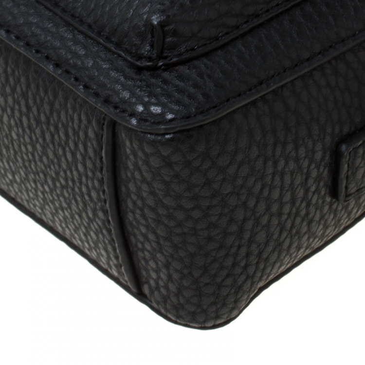 Pre Owned Versace Jeans Black Faux Pebbled Leather Crossbody Bag