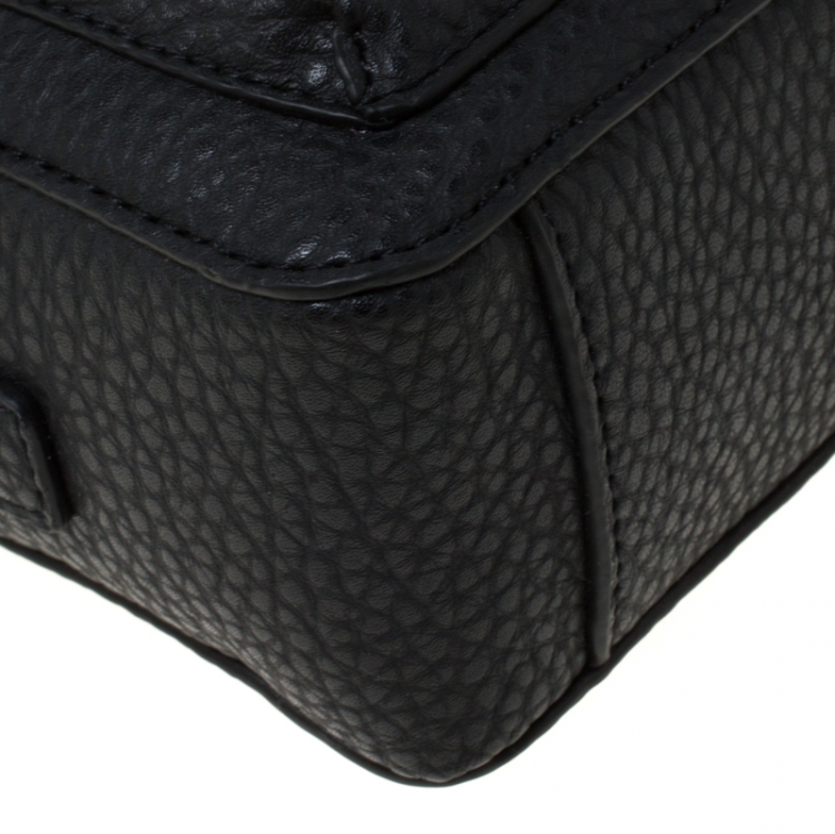 Pre Owned Versace Jeans Black Faux Pebbled Leather Crossbody Bag
