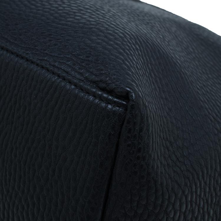 Pre Owned Versace Jeans Black Pebbled Leather Crystal Studs Shopping Tote