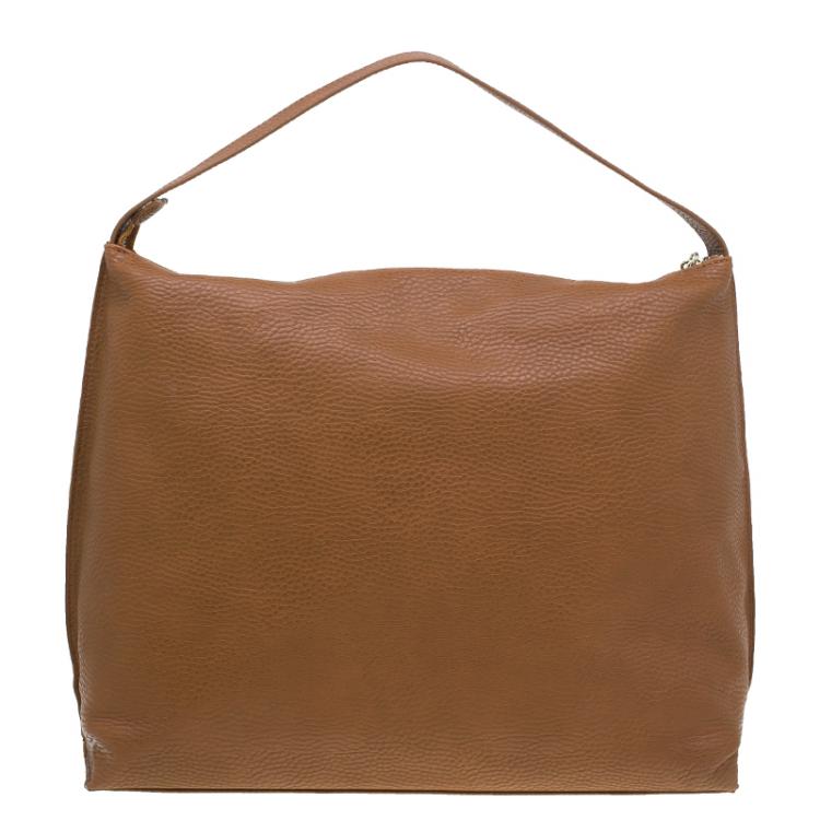 مملوكة مسبقًا Versace Jeans Brown Pebbled Leather Crystal Studs Hobo