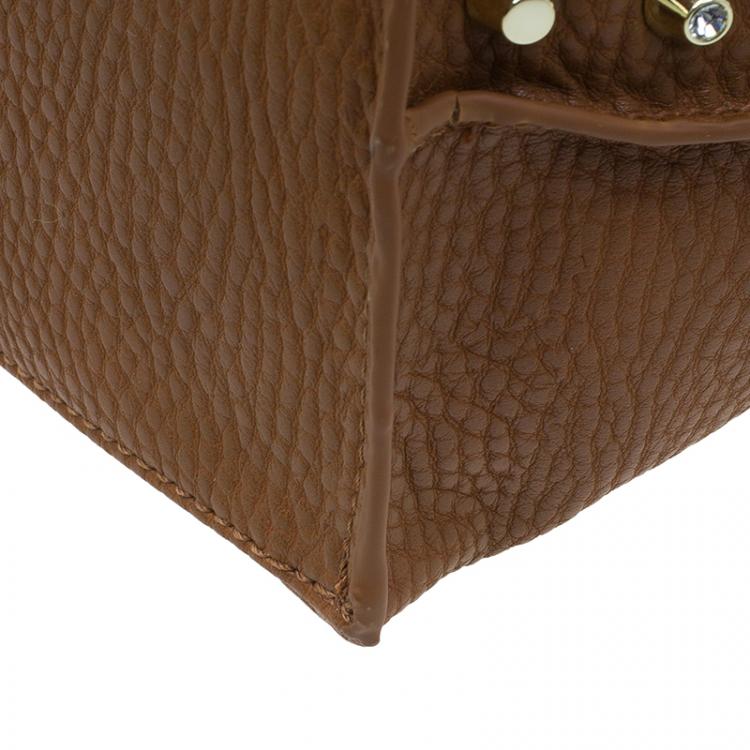 مملوكة مسبقًا Versace Jeans Brown Pebbled Leather Crystal Studs Hobo