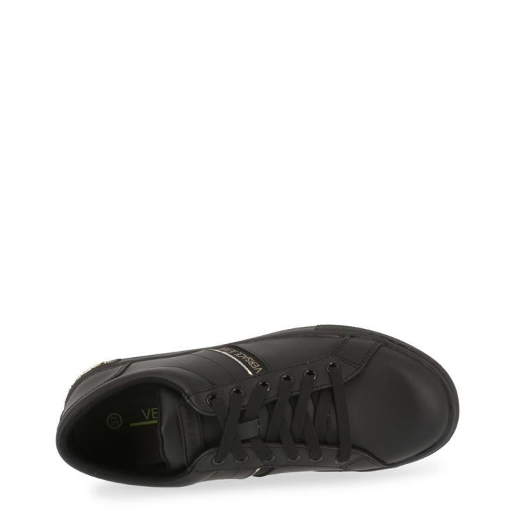 Pre Owned Versace Jeans Black Fabric and Leather Lace Up Sneakers Size 38
