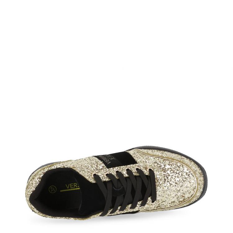 Pre Owned Versace Jeans Two Tone Glitter and Leather Lace Up Sneakers Size 40