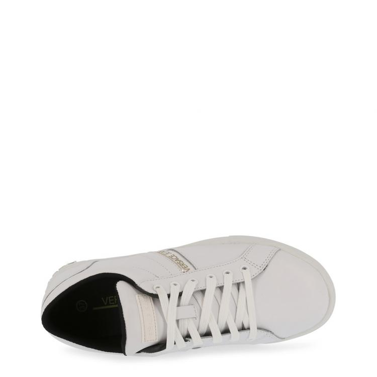 Pre Owned Versace Jeans White Fabric and Leather Lace Up Sneakers Size 38