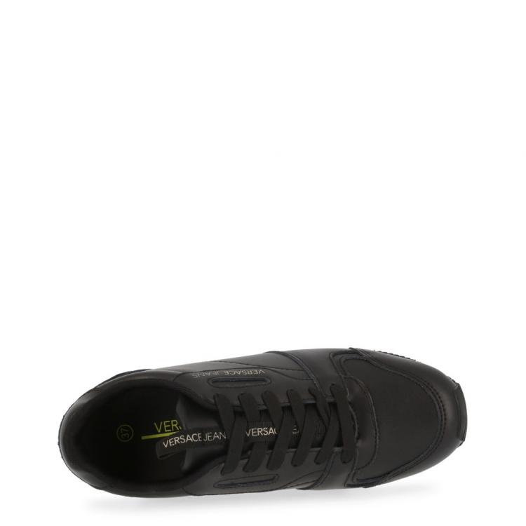 Pre Owned Versace Jeans Black Faux Leather Lace Up Sneakers Size 41